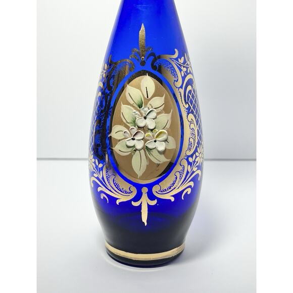 1960s Murano-Style Bohemian Venetian 6-Piece Cobalt Blue Decanter Cordial Set - Picture 4 of 13